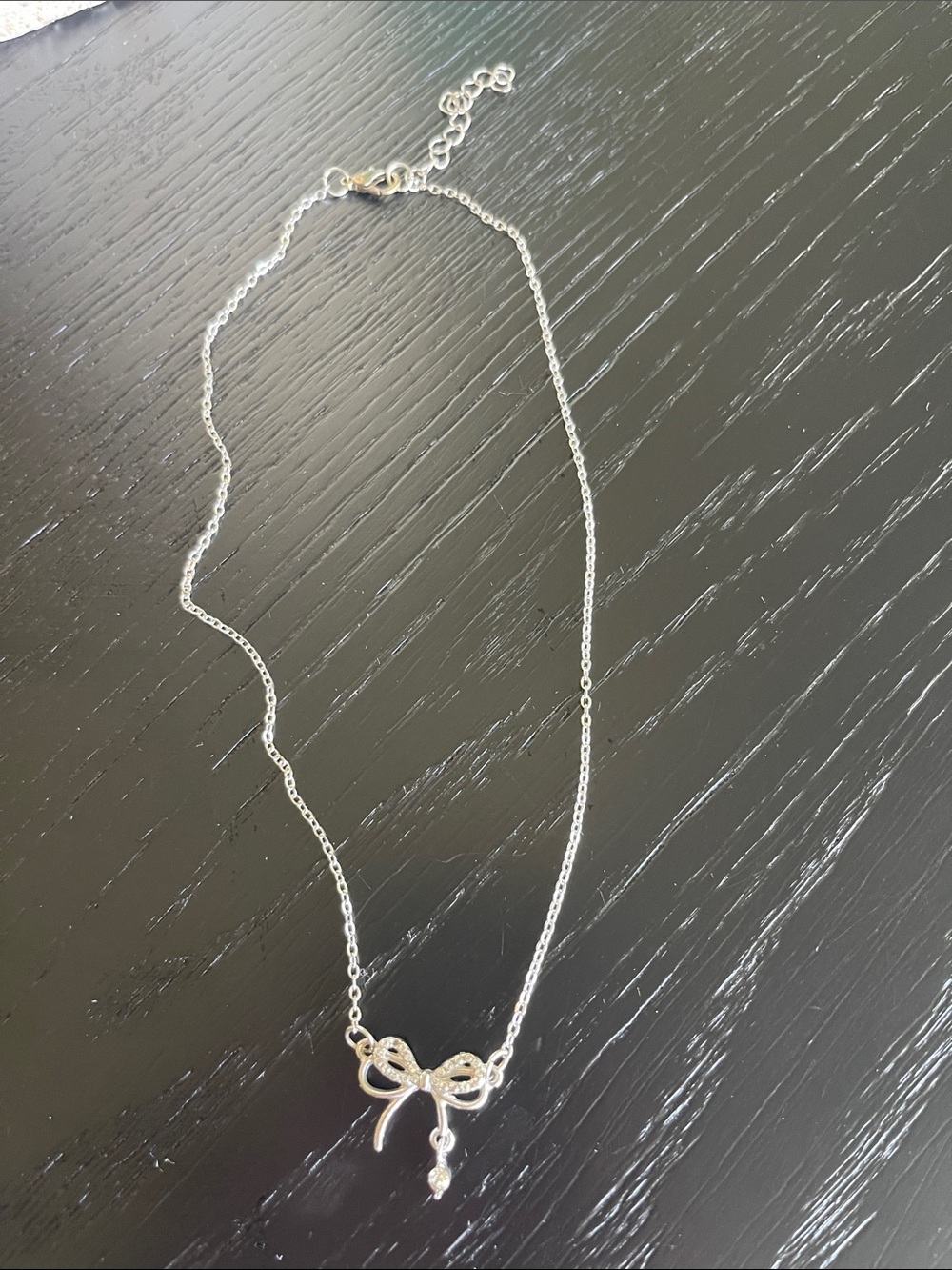 Delicate Silver Bow Pendant Necklace - Elegant Women’s Jewelry